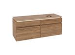 Villeroy und Boch Legato Waschtischunterschrank B590L0RH 140x55x50cm, Waschtisch rechts, mit LED-Beleuchtung, Kansas Oak