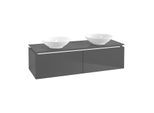 Villeroy & Boch Legato Waschtischunterschrank B591L0FP 140x38x50cm, mit LED-Beleuchtung, Glossy Grey