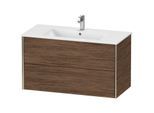 Duravit XViu Waschtisch-Unterschrank XV41270B121 101 x 56 x 48 cm, nussbaum dunkel, 2 Schubkästen, wandhängend, champagner matt