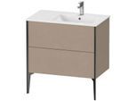 Duravit XViu Waschtisch-Unterschrank XV44870B275 81x48x59,4cm, 2 Auszüge, Becken rechts, schwarz matt, leinen