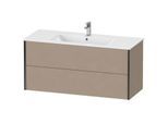 Duravit XViu Waschtisch-Unterschrank XV41280B275 121 x 56 x 48 cm, leinen, 2 Schubkästen, wandhängend, schwarz matt