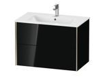 Duravit XViu Waschtisch-Unterschrank XV41260B140 81 x 56 x 48 cm, schwarz hochglanz, 2 Schubkästen, wandhängend, champagner matt