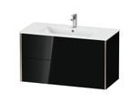 Duravit XViu Waschtisch-Unterschrank XV41270B140 101 x 56 x 48 cm, schwarz hochglanz, 2 Schubkästen, wandhängend, champagner matt