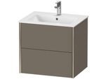 Duravit XViu Waschtisch-Unterschrank XV41250B190 61 x 56 x 48 cm, flannel grey seidenmatt, 2 Schubkästen, wandhängend, champagner matt