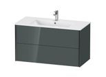 Duravit XViu Waschtisch-Unterschrank XV41270B238 101 x 56 x 48 cm, dolomiti grey hochglanz, 2 Schubkästen, wandhängend, schwarz matt