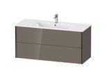 Duravit XViu Waschtisch-Unterschrank XV41280B289 121 x 56 x 48 cm, flannel grey hochglanz, 2 Schubkästen, wandhängend, schwarz matt