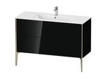 Duravit XViu Waschtisch-Unterschrank XV44840B140 121 x 59,4 x 48 cm, schwarz hochglanz, 2 Auszüge, stehend, champagner matt