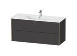 Duravit XViu Waschtisch-Unterschrank XV41280B180 121 x 56 x 48 cm, graphit supermatt, 2 Schubkästen, wandhängend, champagner matt