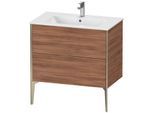 Duravit XViu Waschtisch-Unterschrank XV44820B179 81 x 59,4 x 48 cm, nussbaum natur, 2 Auszüge, stehend, champagner matt