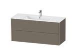 Duravit XViu Waschtisch-Unterschrank XV41280B190 121 x 56 x 48 cm, flannel grey seidenmatt, 2 Schubkästen, wandhängend, champagner matt