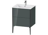 Duravit XViu Waschtisch-Unterschrank XV44810B238 61 x 59,4 x 48 cm, dolomiti grey hochglanz, 2 Auszüge, stehend, schwarz matt