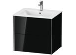 Duravit XViu Waschtisch-Unterschrank XV41250B240 61 x 56 x 48 cm, schwarz hochglanz, 2 Schubkästen, wandhängend, schwarz matt