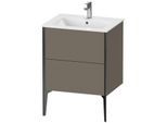 Duravit XViu Waschtisch-Unterschrank XV44810B290 61 x 59,4 x 48 cm, flannel grey seidenmatt, 2 Auszüge, stehend, schwarz matt