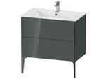 Duravit XViu Waschtisch-Unterschrank XV44820B238 81 x 59,4 x 48 cm, dolomiti grey hochglanz, 2 Auszüge, stehend, schwarz matt