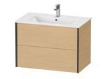 Duravit XViu Waschtisch-Unterschrank XV41260B230 81 x 56 x 48 cm, Eiche natur, 2 Schubkästen, wandhängend, schwarz matt