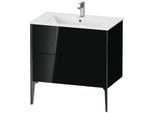 Duravit XViu Waschtisch-Unterschrank XV44820B240 81 x 59,4 x 48 cm, schwarz hochglanz, 2 Auszüge, stehend, schwarz matt