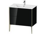 Duravit XViu Waschtisch-Unterschrank XV44820B140 81 x 59,4 x 48 cm, schwarz hochglanz, 2 Auszüge, stehend, champagner matt