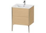 Duravit XViu Waschtisch-Unterschrank XV44810B130 61 x 59,4 x 48 cm, Eiche natur, 2 Auszüge, stehend, champagner matt