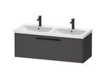 Duravit D-Code Doppel-Waschtischunterschrank DC46690BD490000 ,Griff Diamantschwarz, Graphit Matt, Wandhängend, Auszug 1, 1184x400x460 mm