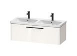 Duravit D-Code Doppel-Waschtischunterschrank DC46690BD220000 ,Griff Diamantschwarz, Weiß Hochglanz, Wandhängend, Auszug 1, 1184x400x460 mm