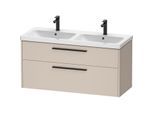 Duravit D-Code Doppel-Waschtischunterschrank DC46740BD910000 ,Griff Diamantschwarz, Taupe Matt, Wandhängend, Schubkästen 2, 1184x555x460 mm