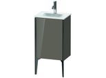 Duravit XViu Waschtisch-Unterschrank XV4068LB289 43x31x59,1cm, 1 Tür, schwarz matt, Tür links, flannel grey hochglanz