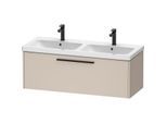 Duravit D-Code Doppel-Waschtischunterschrank DC46690BD910000 ,Griff Diamantschwarz, Taupe Matt, Wandhängend, Auszug 1, 1184x400x460 mm