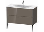 Duravit XViu Waschtisch-Unterschrank XV43030B289 101 x 59,1 x 48 cm, flannel grey hochglanz, 2 Auszüge, schwarz matt