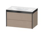 Duravit XViu Waschtisch-Unterschrank XV4615NB275P 80x48cm, 2 Schubkästen, ohne Hahnloch, schwarz matt, Rahmen P, leinen