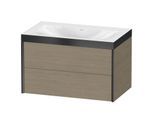 Duravit XViu Waschtisch-Unterschrank XV4615NB235P 80x48cm, 2 Schubkästen, ohne Hahnloch, schwarz matt, Rahmen P, Eiche terra