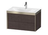 Duravit XViu Waschtisch-Unterschrank XV4615OB172P 80x48cm, 2 Schubkästen, 1 Hahnloch, champagner matt, Rahmen P, eiche dunkel gebürstet