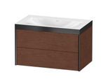 Duravit XViu Waschtisch-Unterschrank XV4615NB213P 80x48cm, 2 Schubkästen, ohne Hahnloch, schwarz matt, Rahmen P, amerikanischer nussbaum