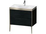 Duravit XViu Waschtisch-Unterschrank XV4710OB116P 80x48cm, 2 Auszüge, 1 Hahnloch, champagner matt, Rahmen P, Eiche schwarz