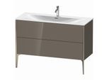 Duravit XViu Waschtisch-Unterschrank XV43040B189 121 x 59,1 x 48 cm, flannel grey hochglanz, 2 Auszüge, champagner matt