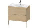 Duravit XViu Waschtisch-Unterschrank XV4710OB171C 80x48cm, 2 Auszüge, 1 Hahnloch, champagner matt, Rahmen C, mediterrane eiche