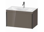Duravit XViu Waschtisch-Unterschrank XV4610OB289C 80x48cm, 1 Auszug, 1 Hahnloch, schwarz matt, Rahmen C, flannel grey hochglanz