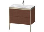 Duravit XViu Waschtisch-Unterschrank XV4710OB113P 80x48cm, 2 Auszüge, 1 Hahnloch, champagner matt, Rahmen P, amerikanischer nussbaum