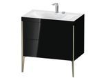 Duravit XViu Waschtisch-Unterschrank XV4710EB140C 80x48cm, 2 Auszüge, 2 Hahnlöcher, champagner matt, Rahmen C, schwarz hochglanz