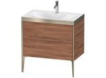 Duravit XViu Waschtisch-Unterschrank XV4710OB179P 80x48cm, 2 Auszüge, 1 Hahnloch, champagner matt, Rahmen P, nussbaum natur