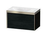 Duravit XViu Waschtisch-Unterschrank XV4615NB116P 80x48cm, 2 Schubkästen, ohne Hahnloch, champagner matt, Rahmen P, Eiche schwarz