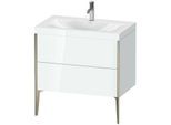 Duravit XViu Waschtisch-Unterschrank XV4710OB185C 80x48cm, 2 Auszüge, 1 Hahnloch, champagner matt, Rahmen C, weiß hochglanz