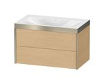 Duravit XViu Waschtisch-Unterschrank XV4615NB130P 80x48cm, 2 Schubkästen, ohne Hahnloch, champagner matt, Rahmen P, Eiche natur
