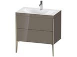 Duravit XViu Waschtisch-Unterschrank XV4710OB189C 80x48cm, 2 Auszüge, 1 Hahnloch, champagner matt, Rahmen C, flannel grey hochglanz
