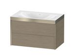 Duravit XViu Waschtisch-Unterschrank XV4615NB135P 80x48cm, 2 Schubkästen, ohne Hahnloch, champagner matt, Rahmen P, Eiche terra