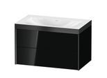 Duravit XViu Waschtisch-Unterschrank XV4615NB240P 80x48cm, 2 Schubkästen, ohne Hahnloch, schwarz matt, Rahmen P, schwarz hochglanz