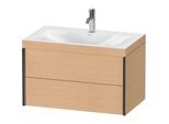 Duravit XViu Waschtisch-Unterschrank XV4615OB212C 80x48cm, 2 Schubkästen, 1 Hahnloch, schwarz matt, Rahmen C, eiche gebürstet