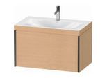 Duravit XViu Waschtisch-Unterschrank XV4610OB212C 80x48cm, 1 Auszug, 1 Hahnloch, schwarz matt, Rahmen C, eiche gebürstet