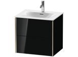 Duravit XViu Waschtisch-Unterschrank XV41320B140 61 x 55,7 x 48 cm, schwarz hochglanz, 2 Schubkästen, champagner matt