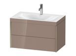 Duravit XViu Waschtisch-Unterschrank XV4615OB186C 80x48cm, 2 Schubkästen, 1 Hahnloch, champagner matt, Rahmen C, cappucino hochglanz