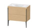 Duravit XViu Waschtisch-Unterschrank XV4710NB230C 80x48cm, 2 Auszüge, ohne Hahnloch, schwarz matt, Rahmen C, Eiche natur